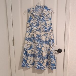 Tahari Blue and White Floral Mini Dress
